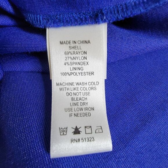 1. State Cold Shoulder Lined Formal Mini Dress Blue Size 12 Large - Picture 4 of 14